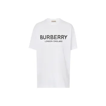 Burberry Logo Print Cotton Short Sleeve T shirt White