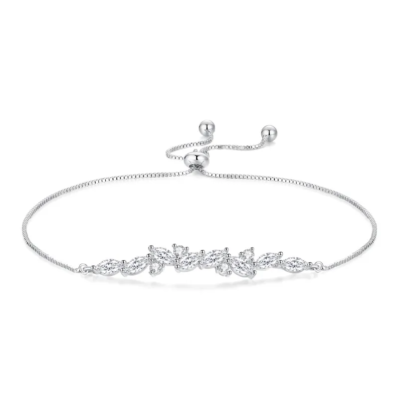 WINY 925 Silver Synthetic Cubic Zirconia Bracelets Women's Silver-0