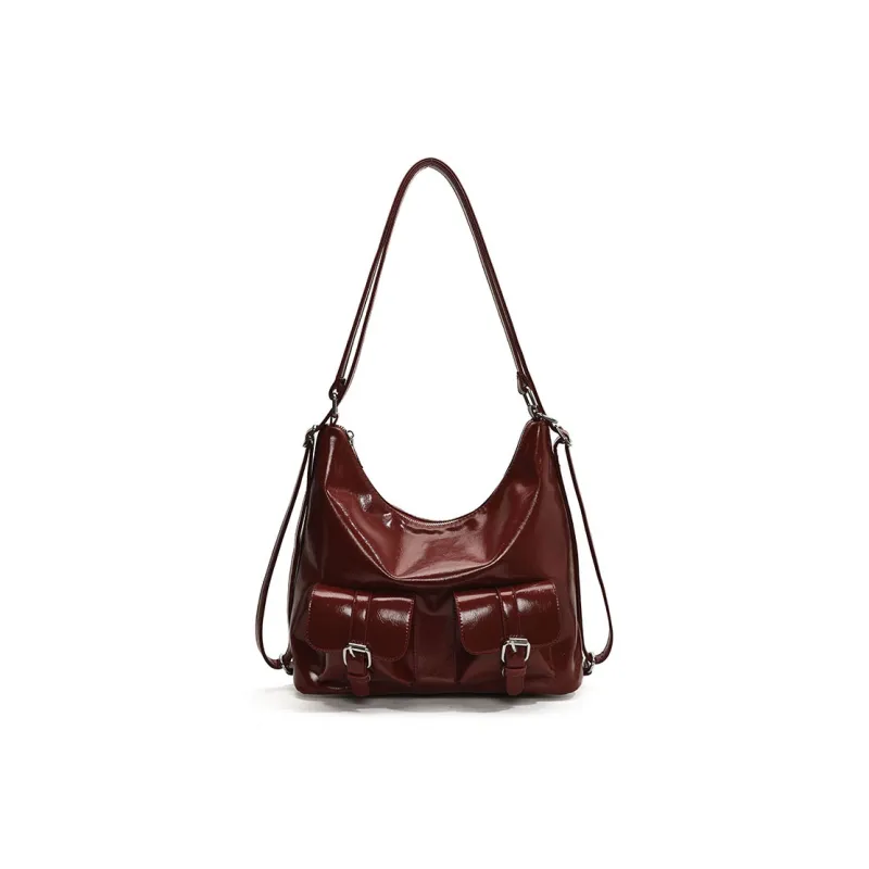 DALO PU Shoulder Bag Women's Black/Red/Coffee/Brown-4