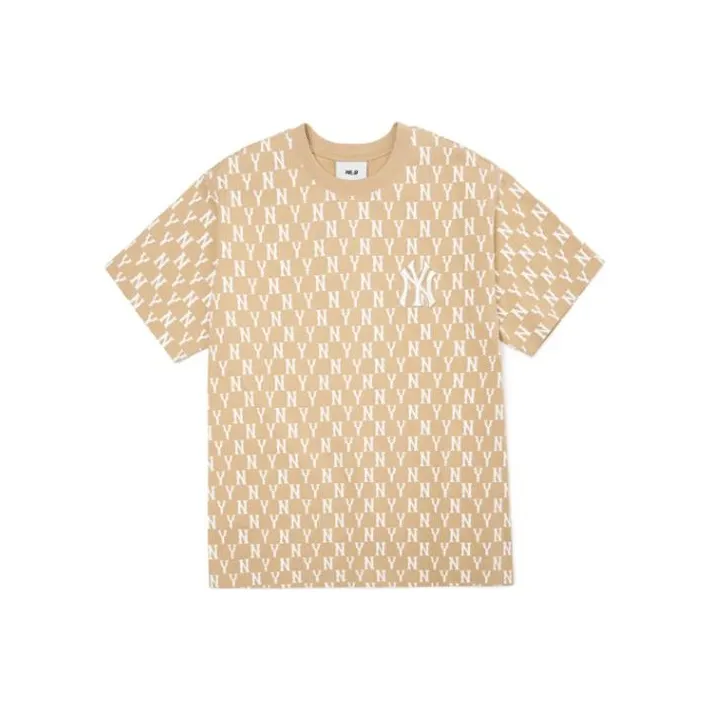MLB Base Logo T Shirts Unisex Beige-0