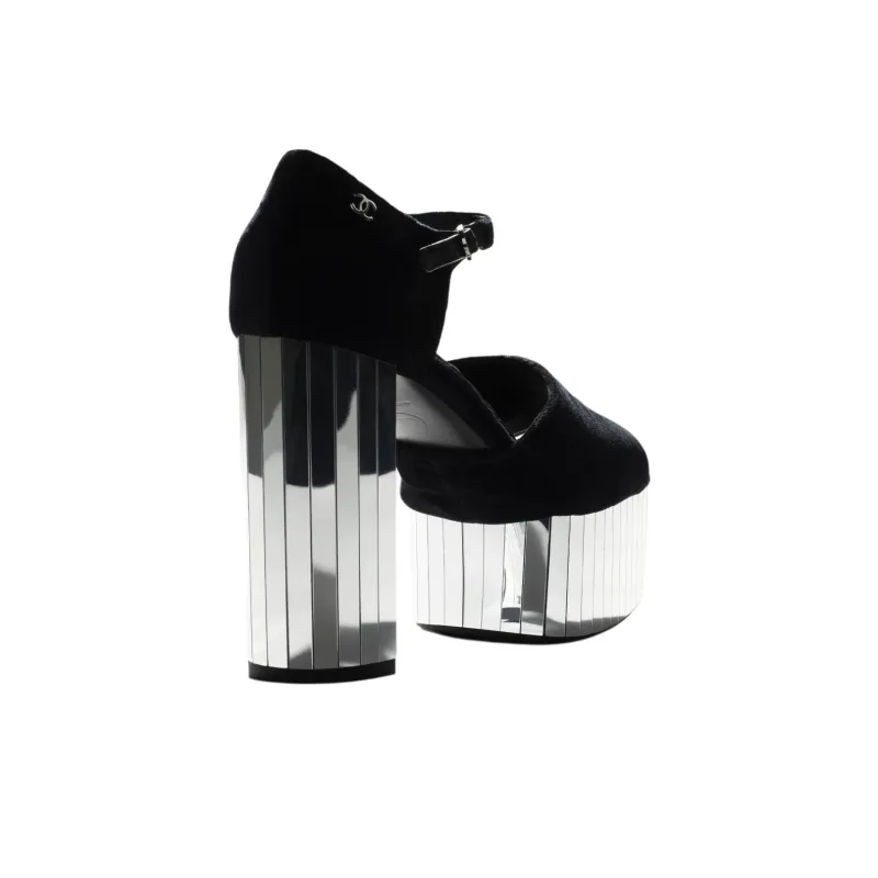 CHANEL 25S One Strap Sandals 12cm Women's Black-3