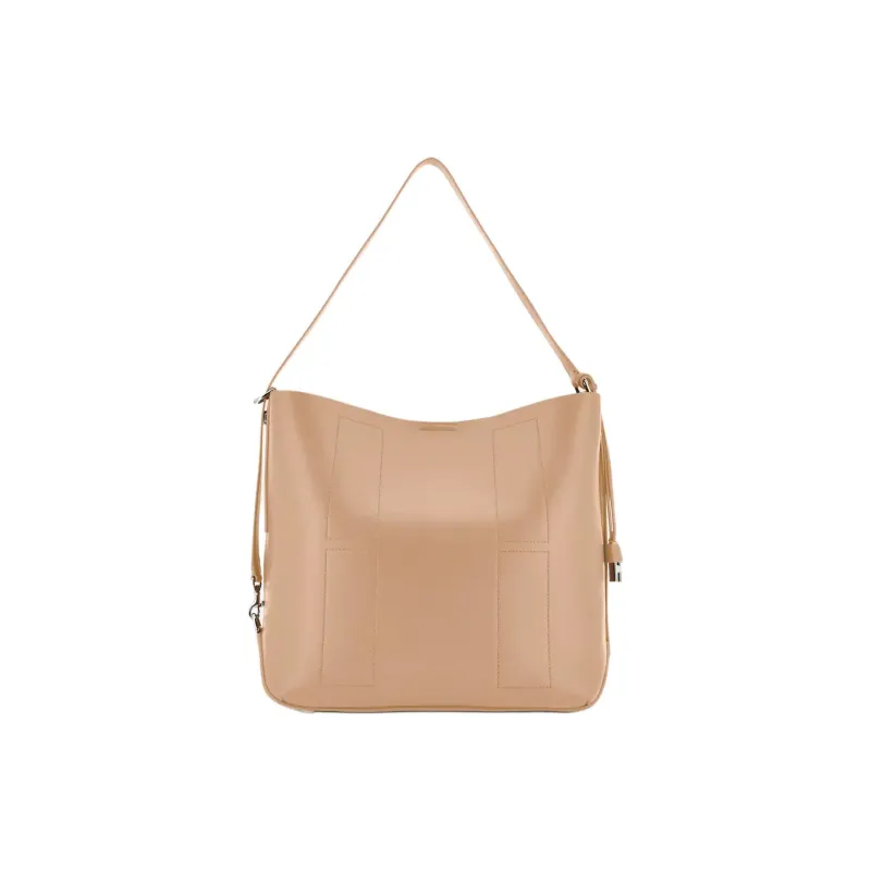 HOGAN Soft Leather Hobo Bag, Crossbody Bag, Shoulder Bag Medium Size Women's Beige-0