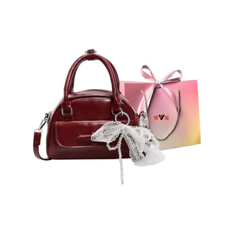 Yalu PU Boston Bag, Shoulder Bag, Crossbody Bag, Handbag Regular Women's Black/Blue/Burgundy/Ecru/Pink-14