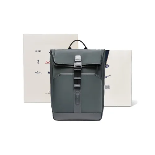 BVP Fabric With Cow Leather Large Capacity 16 Inch Laptop Bag Backpack Regular Unisex Pine Gray/Obsidian Black