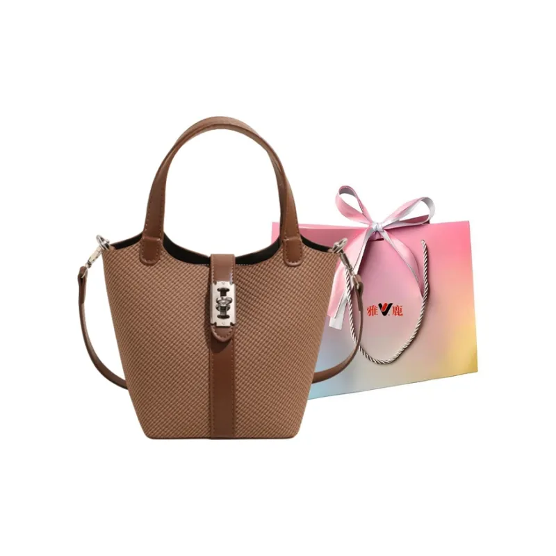 Yalu PU Bucket Bag, Shoulder Bag, Crossbody Bag, Handbag Regular Women's Black/Brown/Khaki/White-7