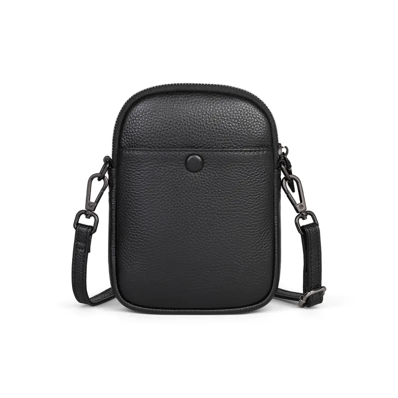 MILLIE'S Cow Leather Shoulder Bag, Crossbody Bag Trumpets Women's Black-4