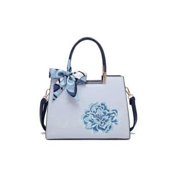 PAYOT Microfiber Synthetic Leather Shoulder Bag Crossbody Bag Handbag Women's Blue Peony