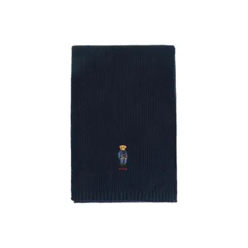 Polo Ralph Lauren Acrylic Wool Recycled Nylon Knit Scarves Men's Dark Blue