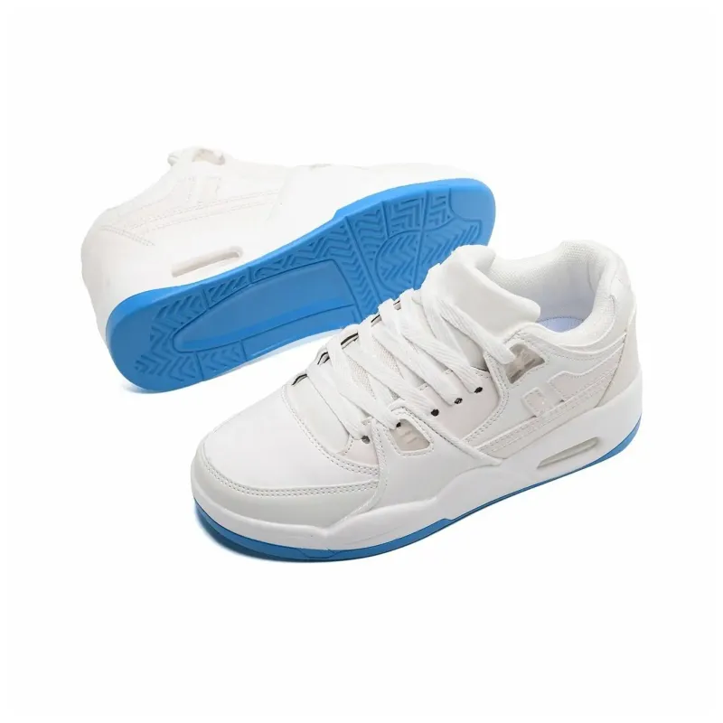 Circle Small Height Increasing Wear Resistant Breathable Slip Resistant Low Top Skateboard Shoes Unisex White-19