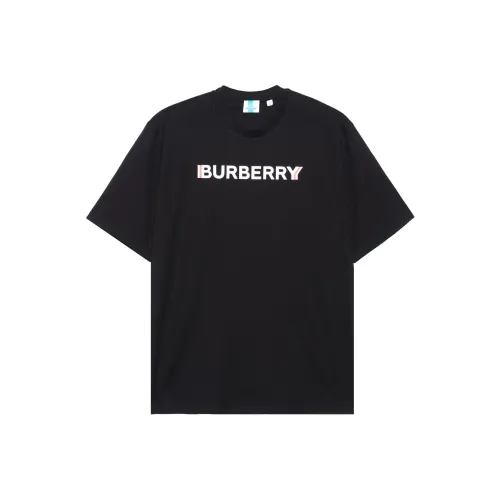 Burberry Logo Print Cotton T shirt Black