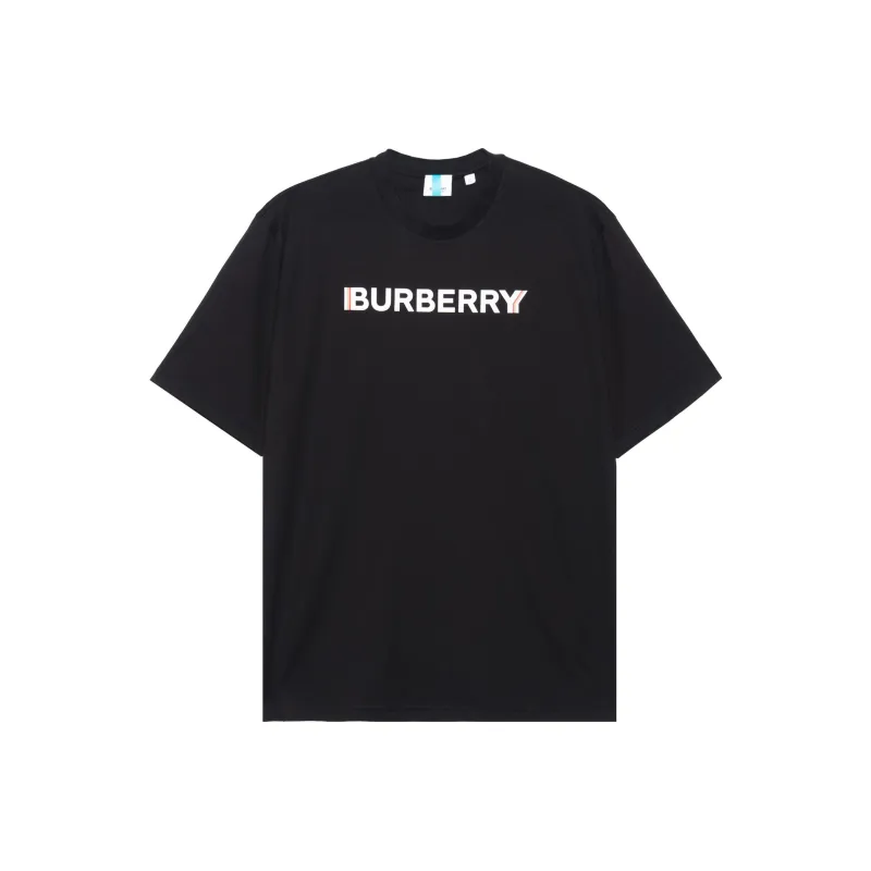Burberry Logo Print Cotton T-shirt Black-0