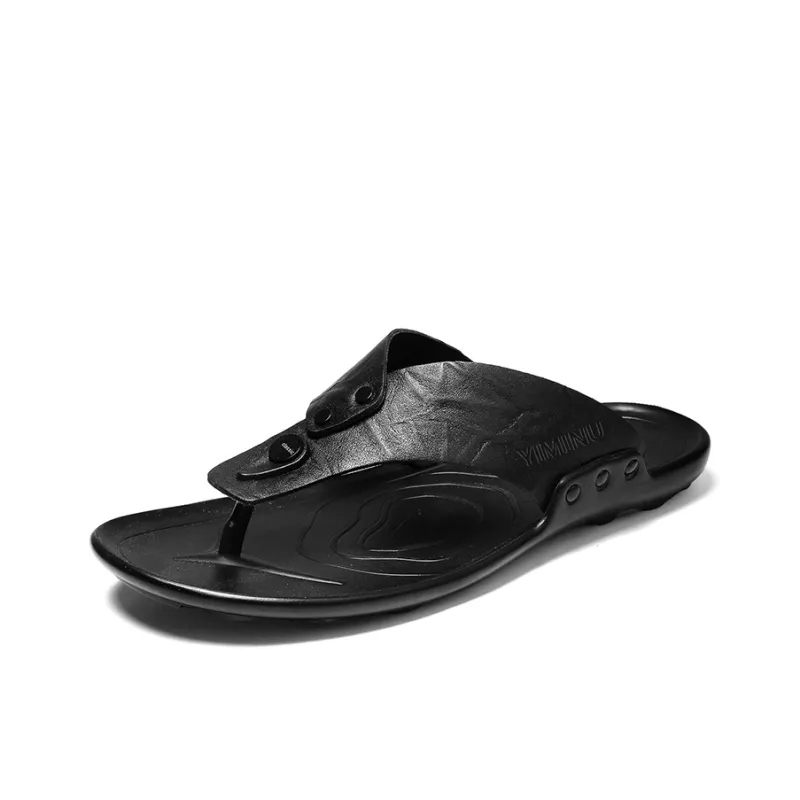 Eminu Leather Patchwork Flip Flops Men's-1