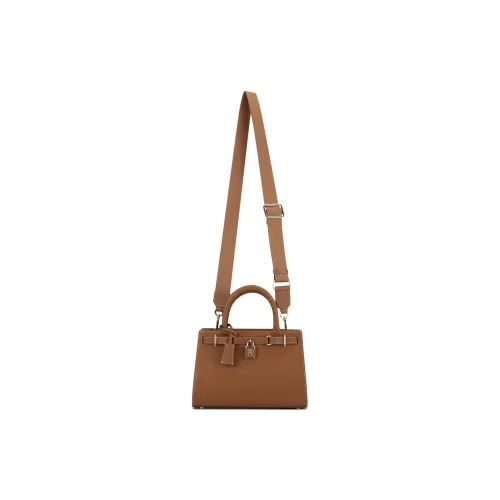 Tommy Hilfiger Cow Leather One Shoulder Handbags Medium Size Women's Cinnamon Brown