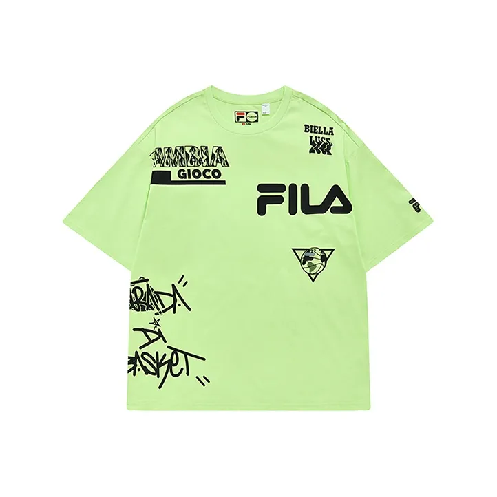 FILA FUSION Drop Shoulder Sleeve T Shirt Men's Pickled Mustard Green-0