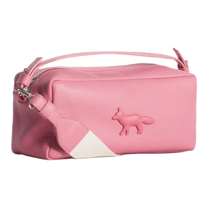Maison Kitsune Leather Shoulder Bag, Crossbody Bag, Handbag Women's Strawberry Pink-1