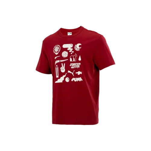 PUMA T-Shirts Men Burgundy