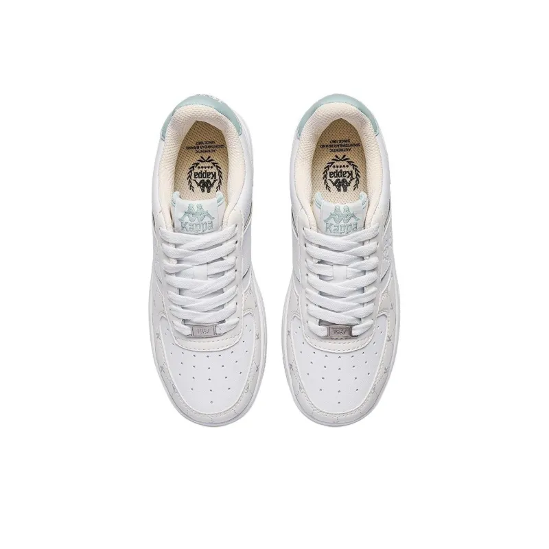 Kappa Back to Back Anti Slip Wear Resistant Low Top Skateboard Shoes Women's Classic White Long Turquoise-3