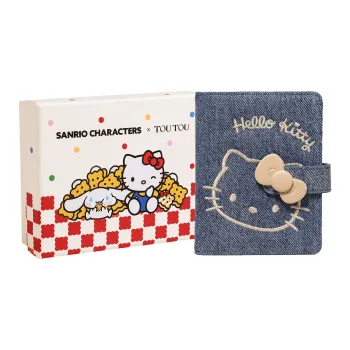 TOUTOU Hello Kitty Collaboration Hello Kitty Fabric, Synthetic Leather Wallet Women's Denim Blue