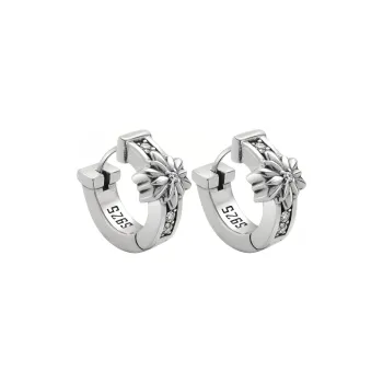 ROCK&RIDE 925 Sterling Silver With White Zircon Inlaid Earrings Unisex