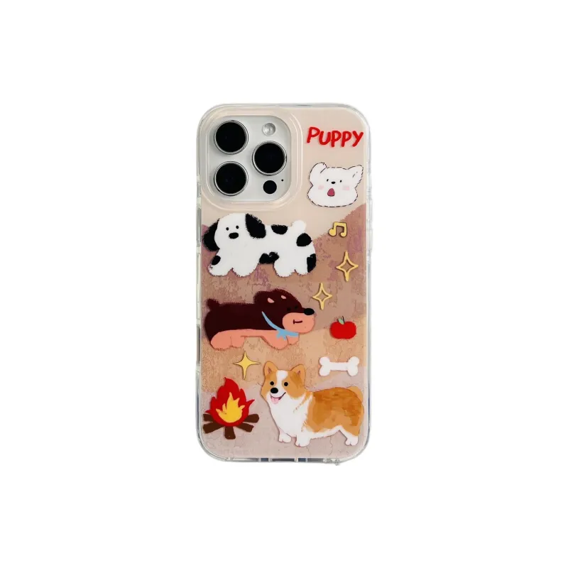 Sopi Acrylic Material Fireplace Puppy Bracelet Phone Cases Compatible With IPhone 16/15 Pro Max/Apple 13/14 Pro/Max-2
