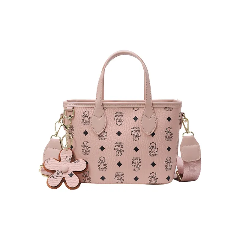 Yalu PU Basket Bag, One Shoulder Handbag Medium Size Women's Ecru/Pink/Brown/Black-8