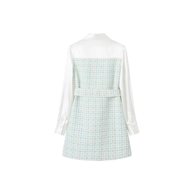 ANDREA MARTIN Long Sleeved Dress Women's Blue White-1
