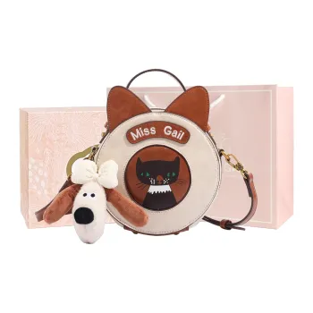 MISS GAIL Synthetic Leather Handbag Regular Women's White & Brown