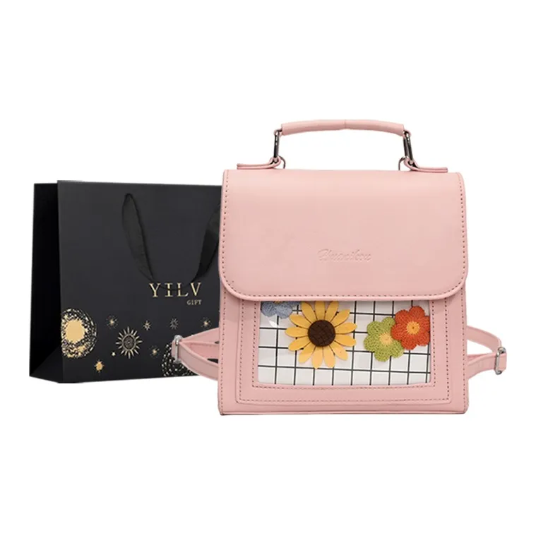 Yi Brigade PU Backpack Regular Women's White/Pink/Black-4