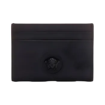 VERSACE VERSACE Leather Card Clip Wallets Women's Black