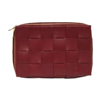 Bottega Veneta Intrecciato Calfskin Clutch Women's Red