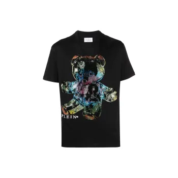 PHILIPP PLEIN Rhinestone embellished Teddy print T shirt