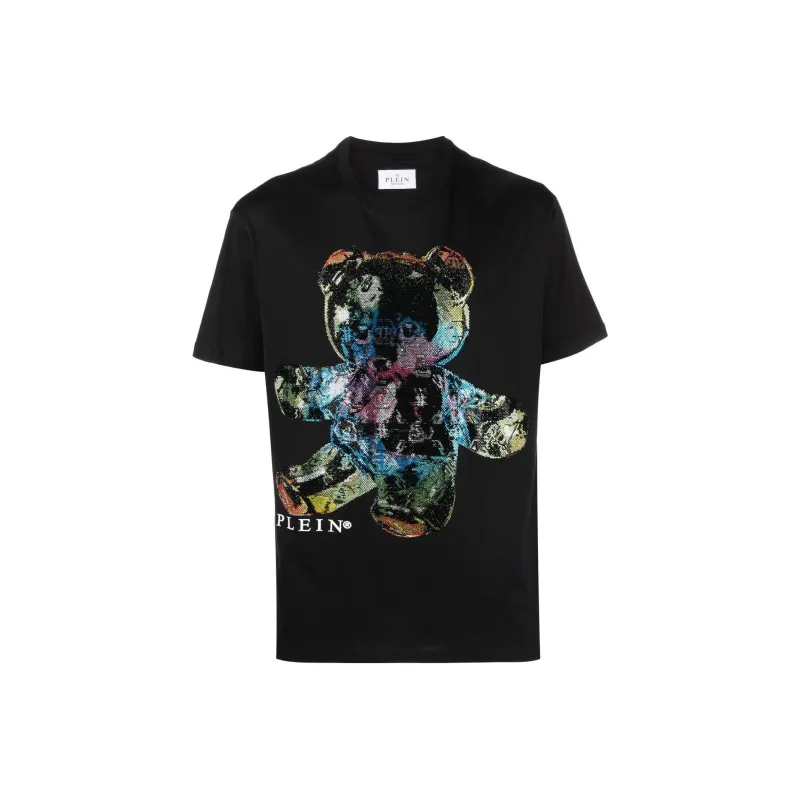 PHILIPP PLEIN Rhinestone embellished Teddy print T shirt-0