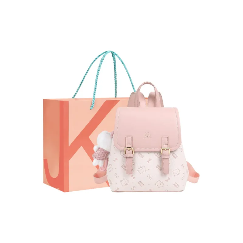 JANE KLAIN Synthetic Leather Backpack Regular Women's Cherry Blossom Pink/Apricot/Pink-0