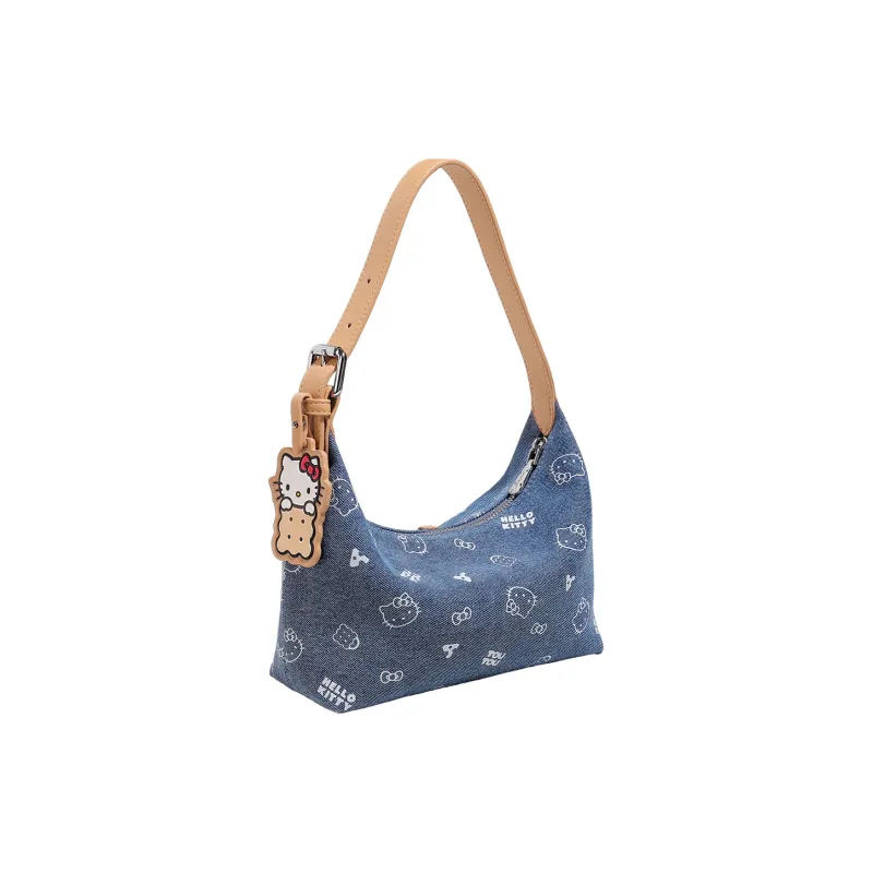 TOUTOU Hello Kitty Collaboration Hello Kitty Fabric Underarm Shoulder Bag Regular Women's Denim Blue-7