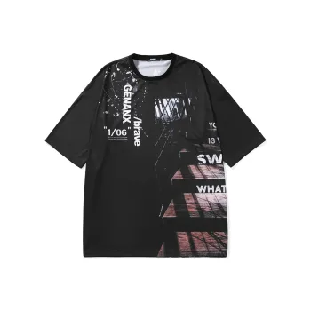 GENANX Straight Elbow Length Sleeved T Shirt Unisex Black