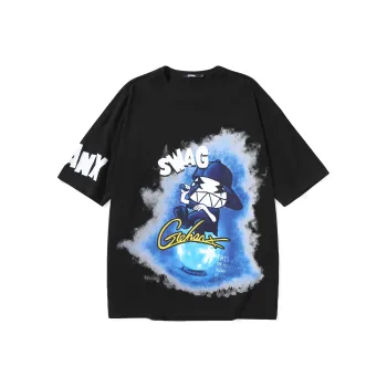 GENANX Straight Elbow Length Sleeved T Shirt Unisex Black