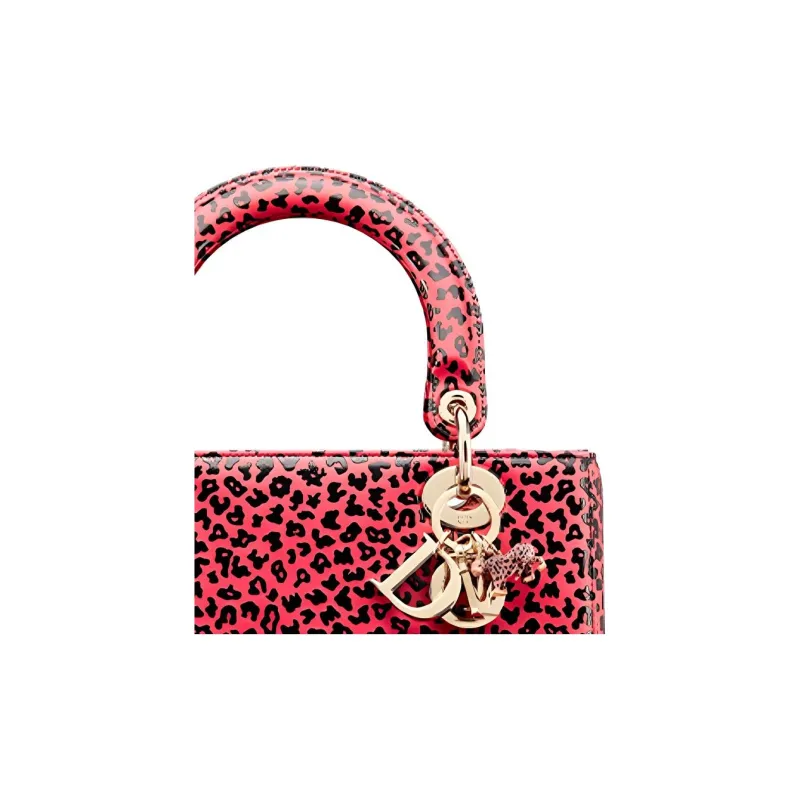 DIOR Lady Dior Cow Leather Princess Diana Bag Shoulder Bag Crossbody Bag Handbag Women's Raspberry-4