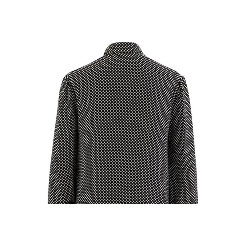 CELINE Long Sleeved Dress Women's Black With White Dot-4