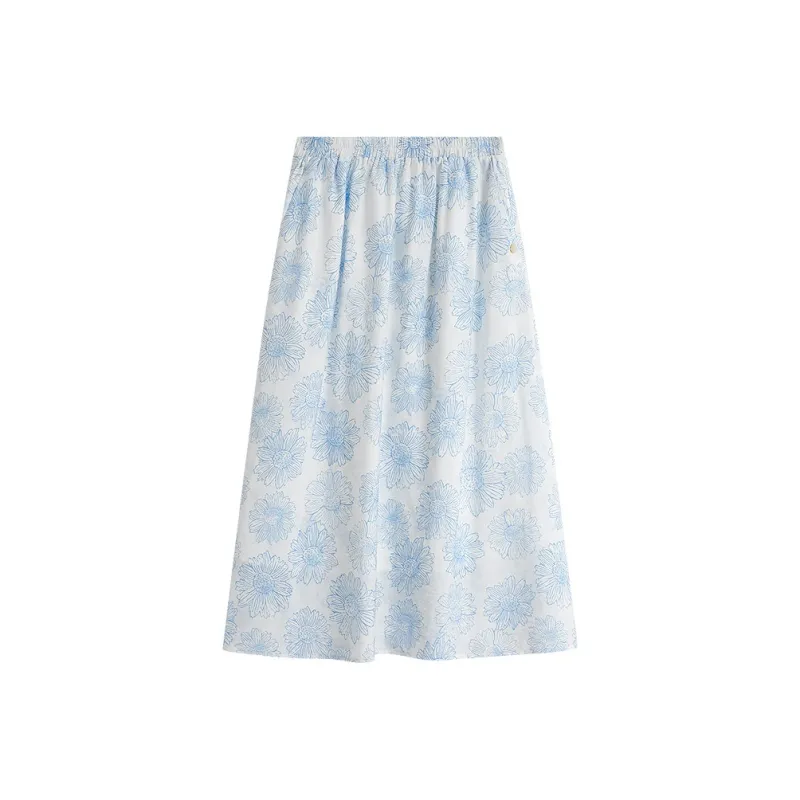 Inman Casual Long Skirts Women's Lake Blue Floral-1