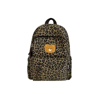URBAN FOREST Nylon Backpack Unisex Coffee Leopard Print/White Leopard Print