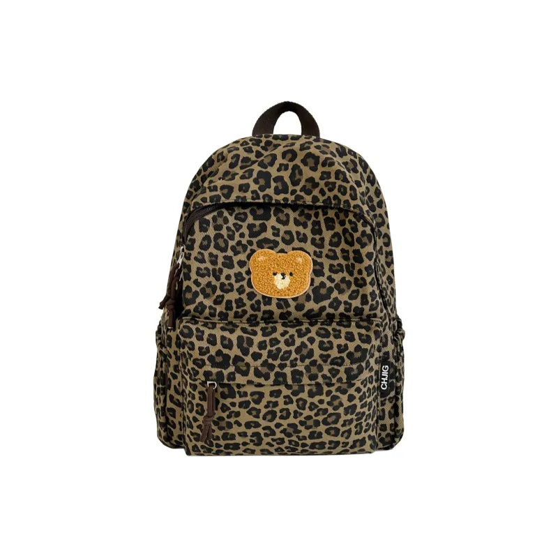 URBAN FOREST Nylon Backpack Unisex Coffee Leopard Print/White Leopard Print-0