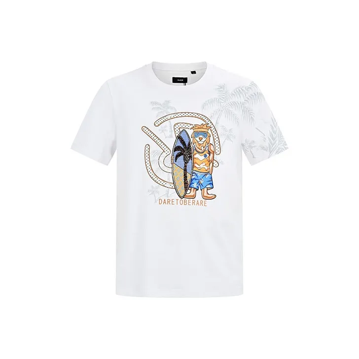 RARE Crew Neck Short Sleeved T Shirts Men's White-0