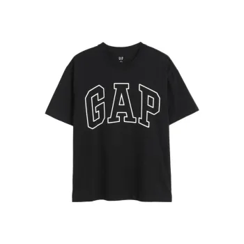 GAP Drop Shoulder Sleeve T Shirt Unisex Black
