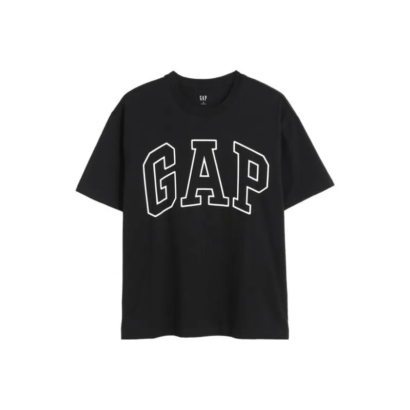 GAP Drop Shoulder Sleeve T Shirt Unisex Black-0