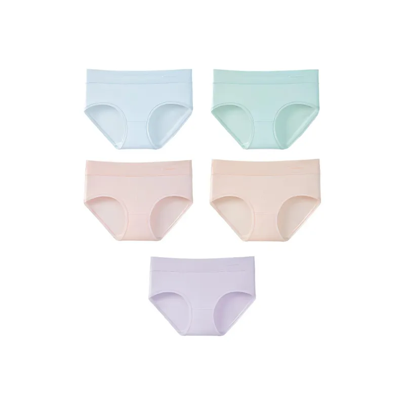 Urban Beauty Underpants 100% Cotton Skin Friendly Seamless Women's 5 Pack Dopamine Color Palette-0