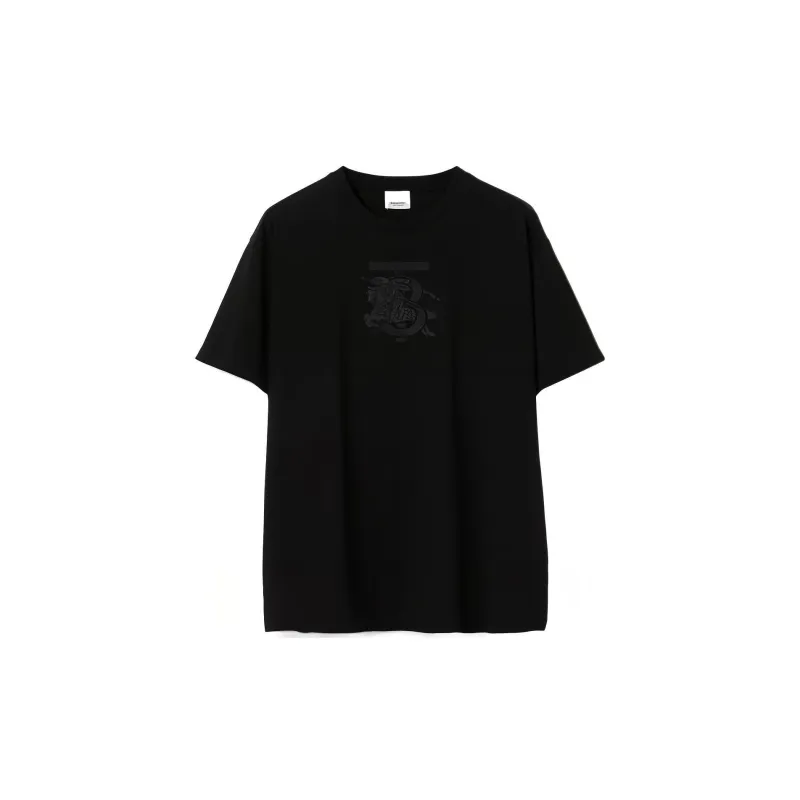 Burberry Embroidered Monogram Ekd Cotton T shirt-0