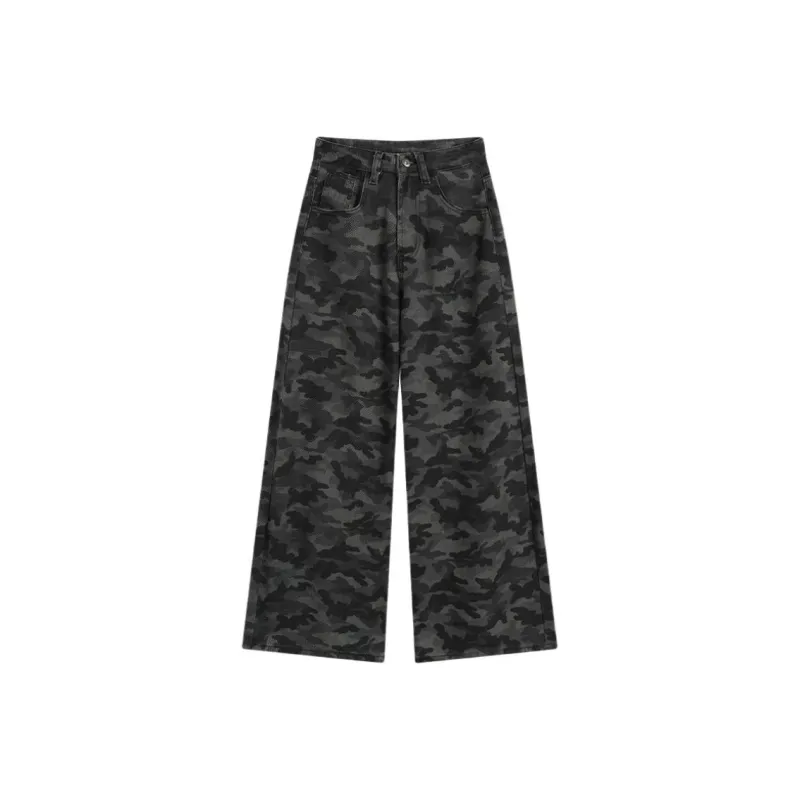 LESS BEARS Jeans Unisex Camouflage Gray-3