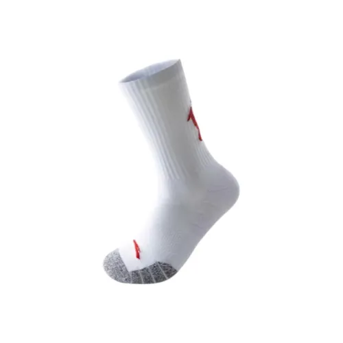 Anta Basketball Collection Irving Collection Basketball Socks Unisex 1 Pack Pure White/Neon Bright Red