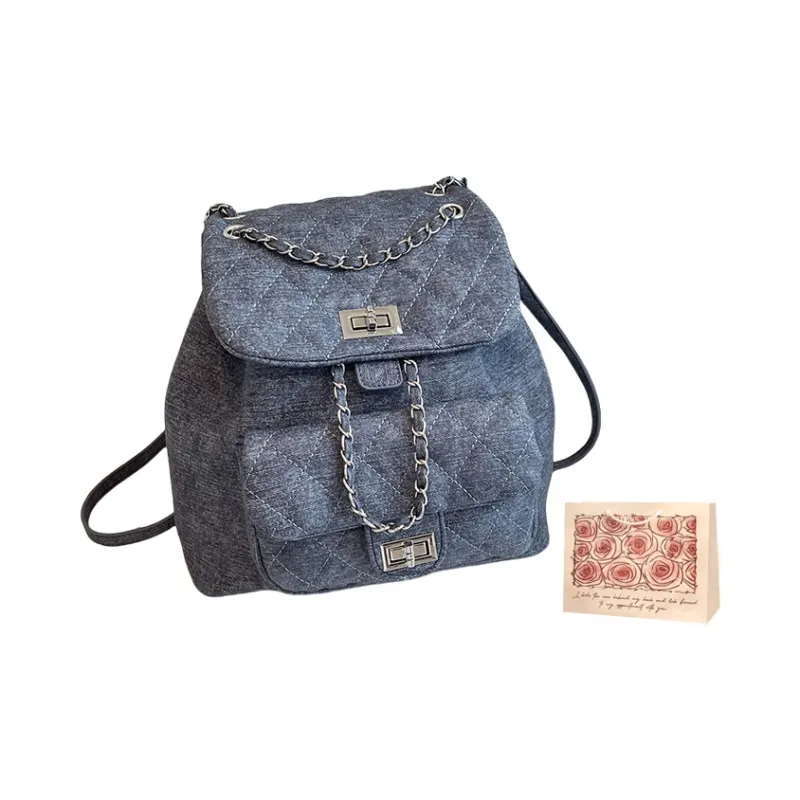 Rainbow Girl Denim Backpack Regular Women's Multicolor-4