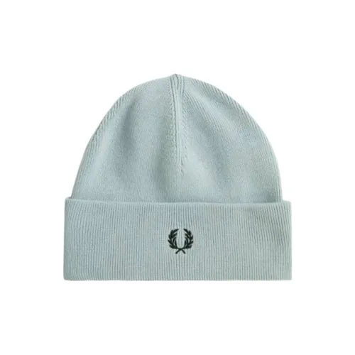 FRED PERRY Wool, Cotton Beanies Men's Gray Green